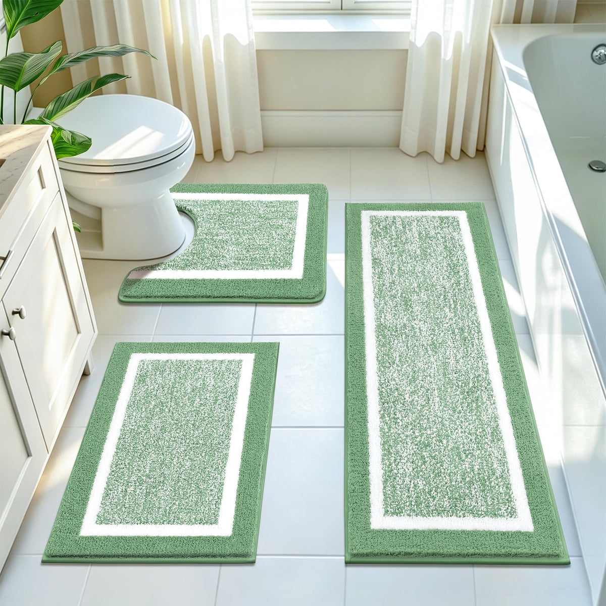 Shaggy Microfiber Bath Rug Set, 3 Piece
