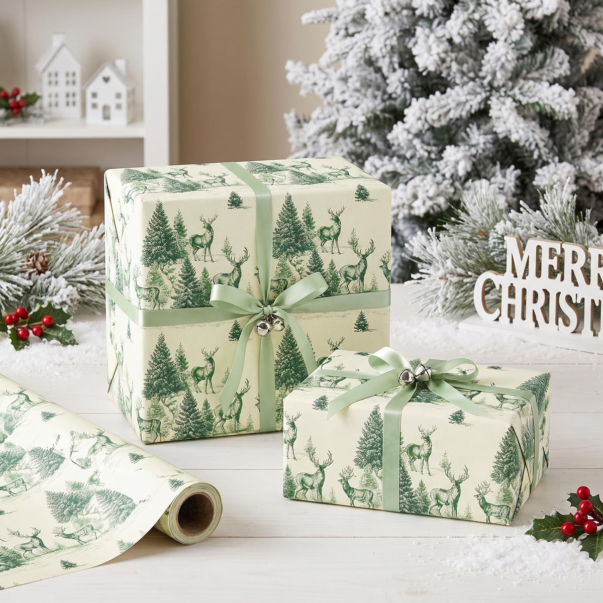 Reversible Toile Christmas Wrapping Paper