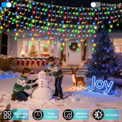 Blue and Cool White Icicle Lights, 164 ft