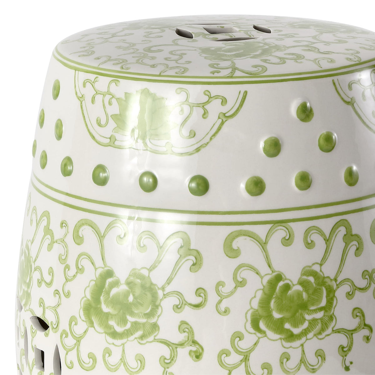 Jonathan Y Lotus Chinoiserie Garden Stool, 17.75"