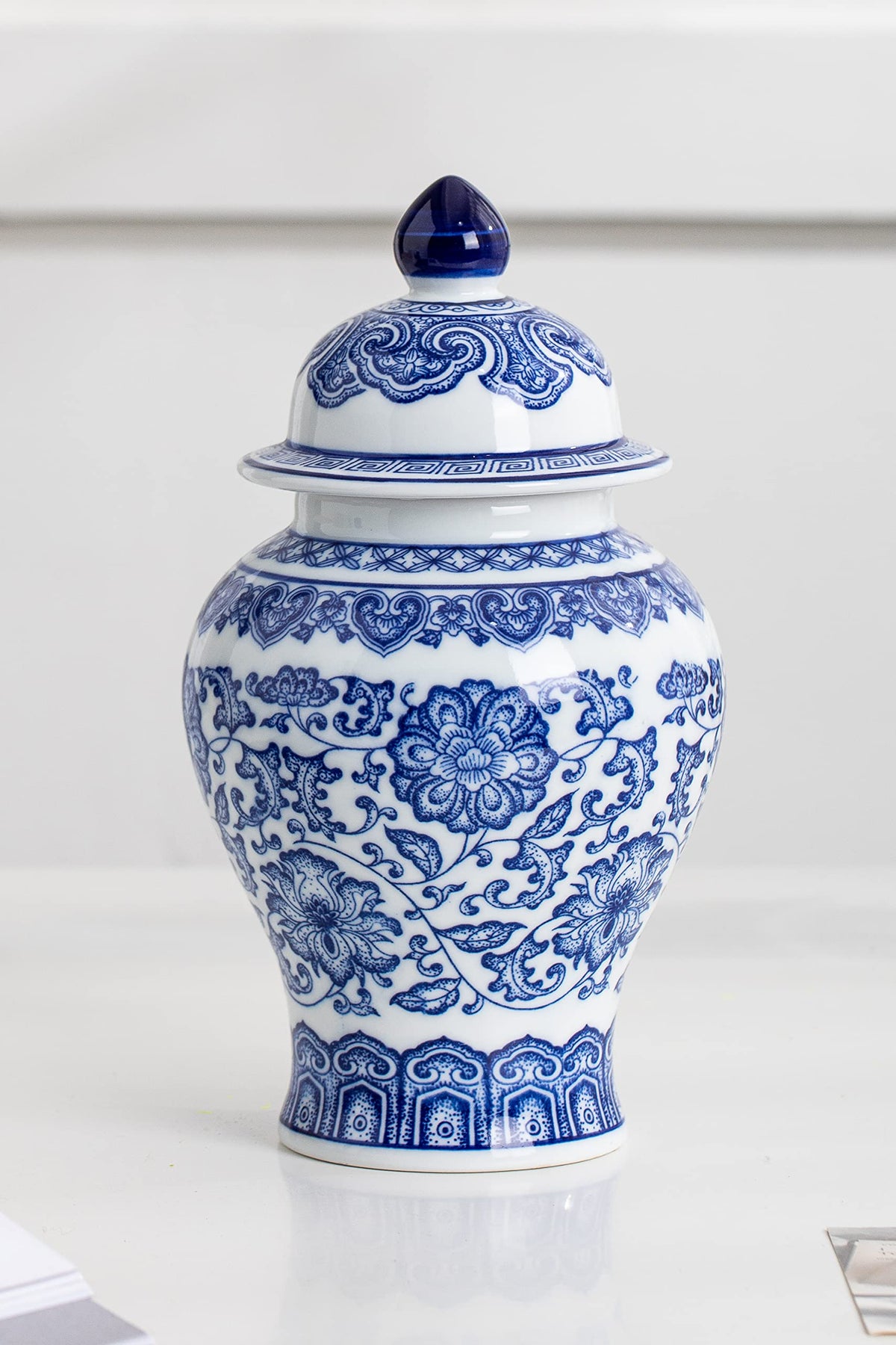 Blue and White Ginger Jar, 9.8 or 15 Inch