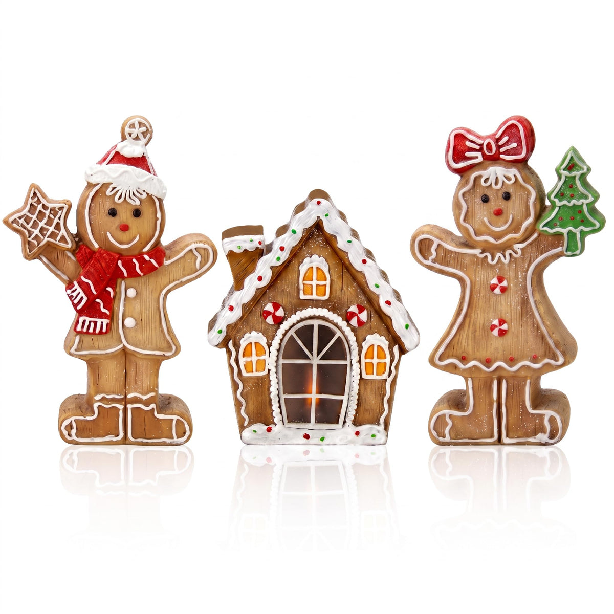 Chinoiserie Wooden Snowmen, Set of 3
