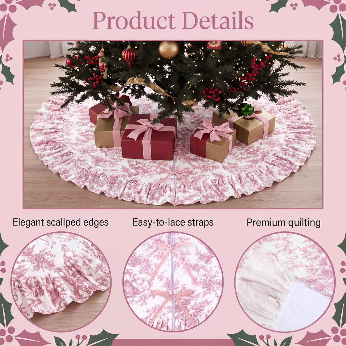 Blue Chinoiserie Christmas Tree Skirt, 48 Inch