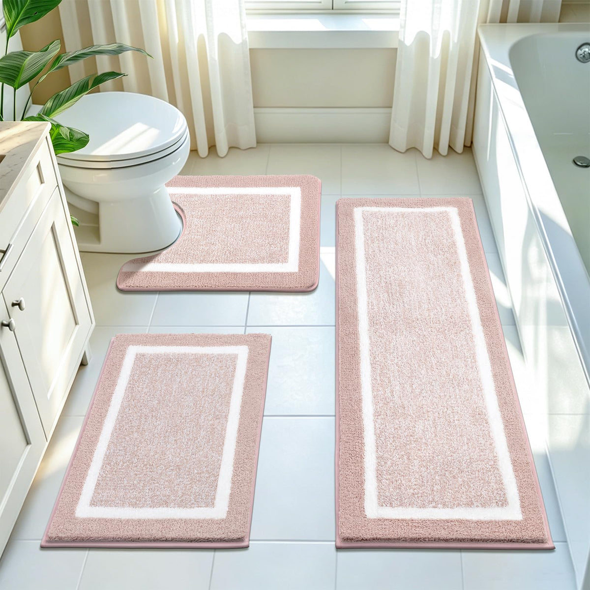 Shaggy Microfiber Bath Rug Set, 3 Piece