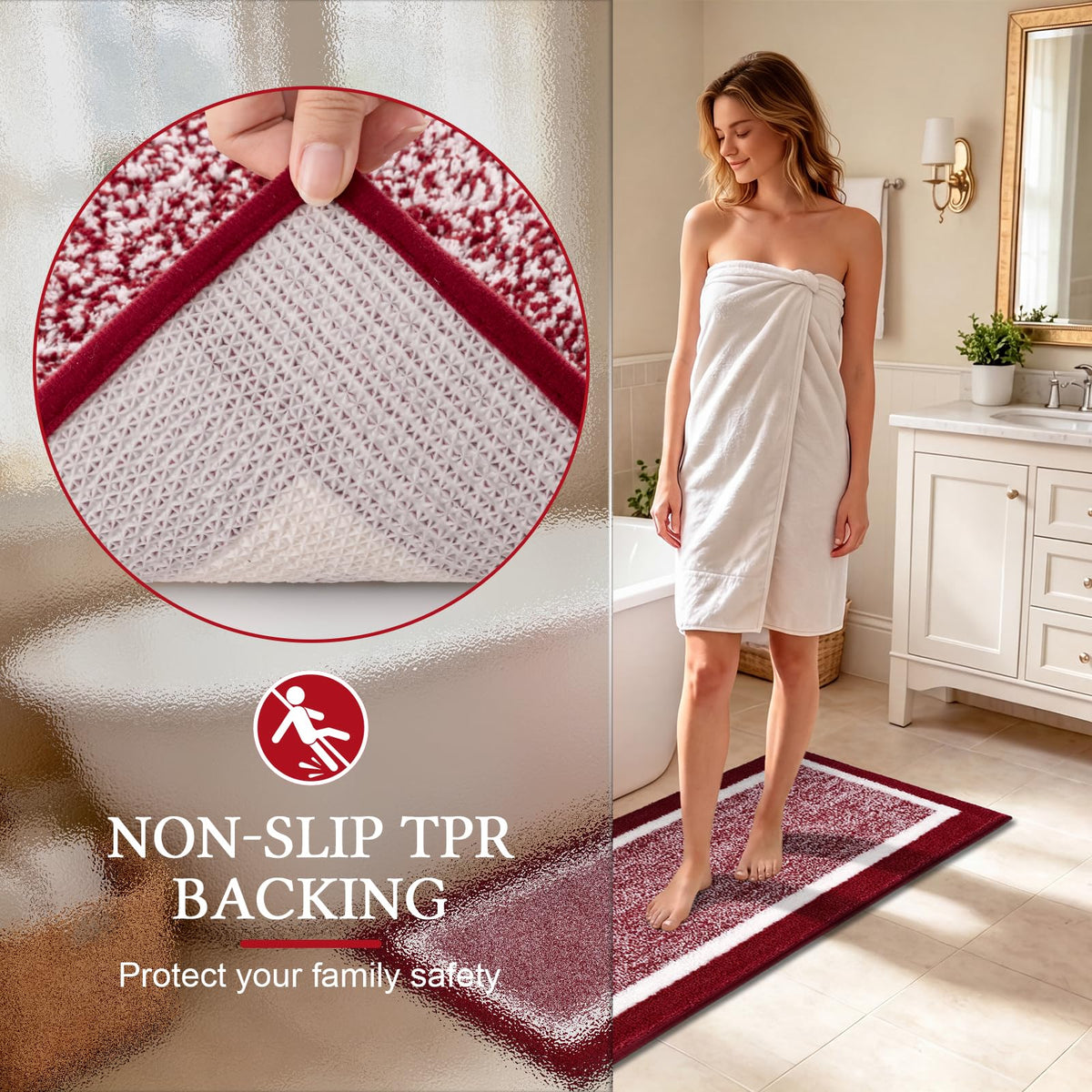 Shaggy Microfiber Bath Rug Set, 3 Piece
