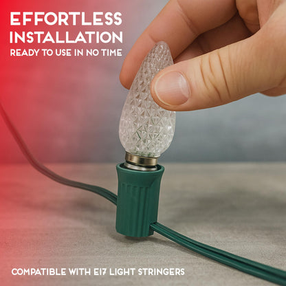 Blue C9 Faceted LED Christmas Bulbs, Set of 25