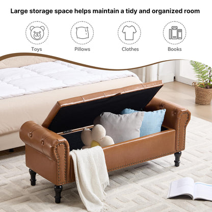 Navy Velvet Tufted Storage Bench