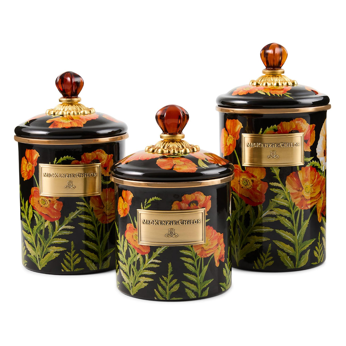 MacKenzie-Childs Enamel Canister Set, Royal Check