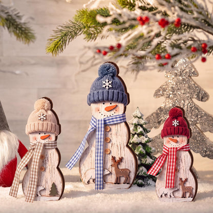Chinoiserie Wooden Snowmen, Set of 3