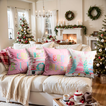Navy Velvet Christmas Pillow Covers, Set of 4