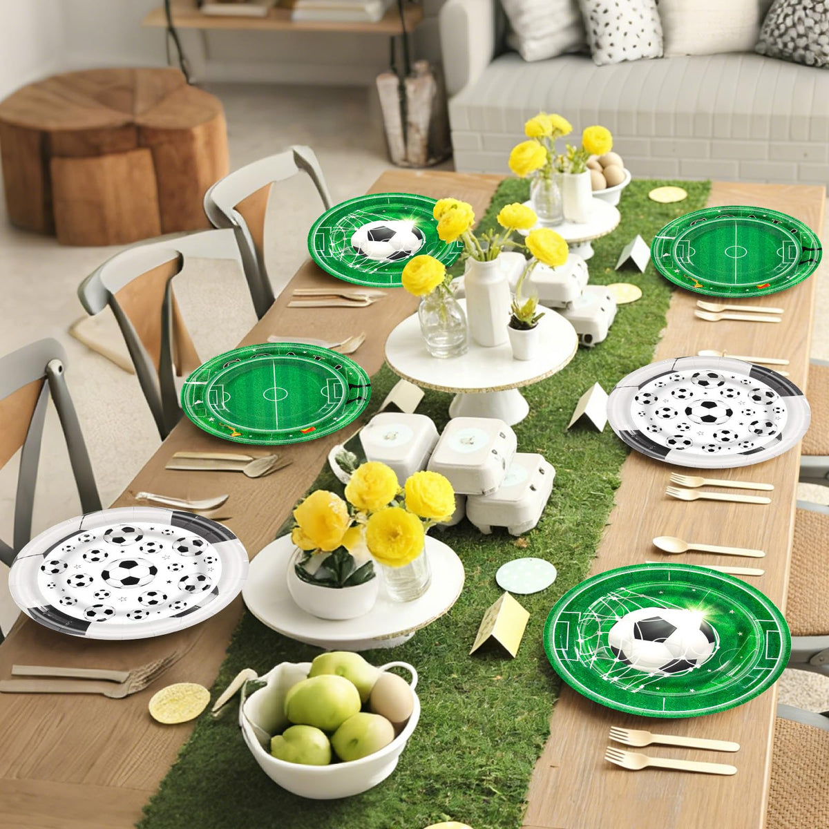 Blue and White Floral Paper Plates and Napkins, Serves 20