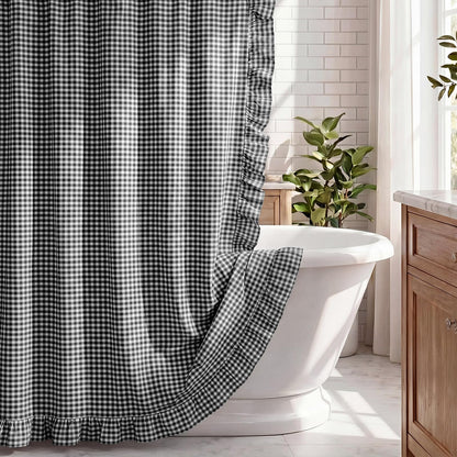 Ruffled Gingham Shower Curtain, 72 x 72