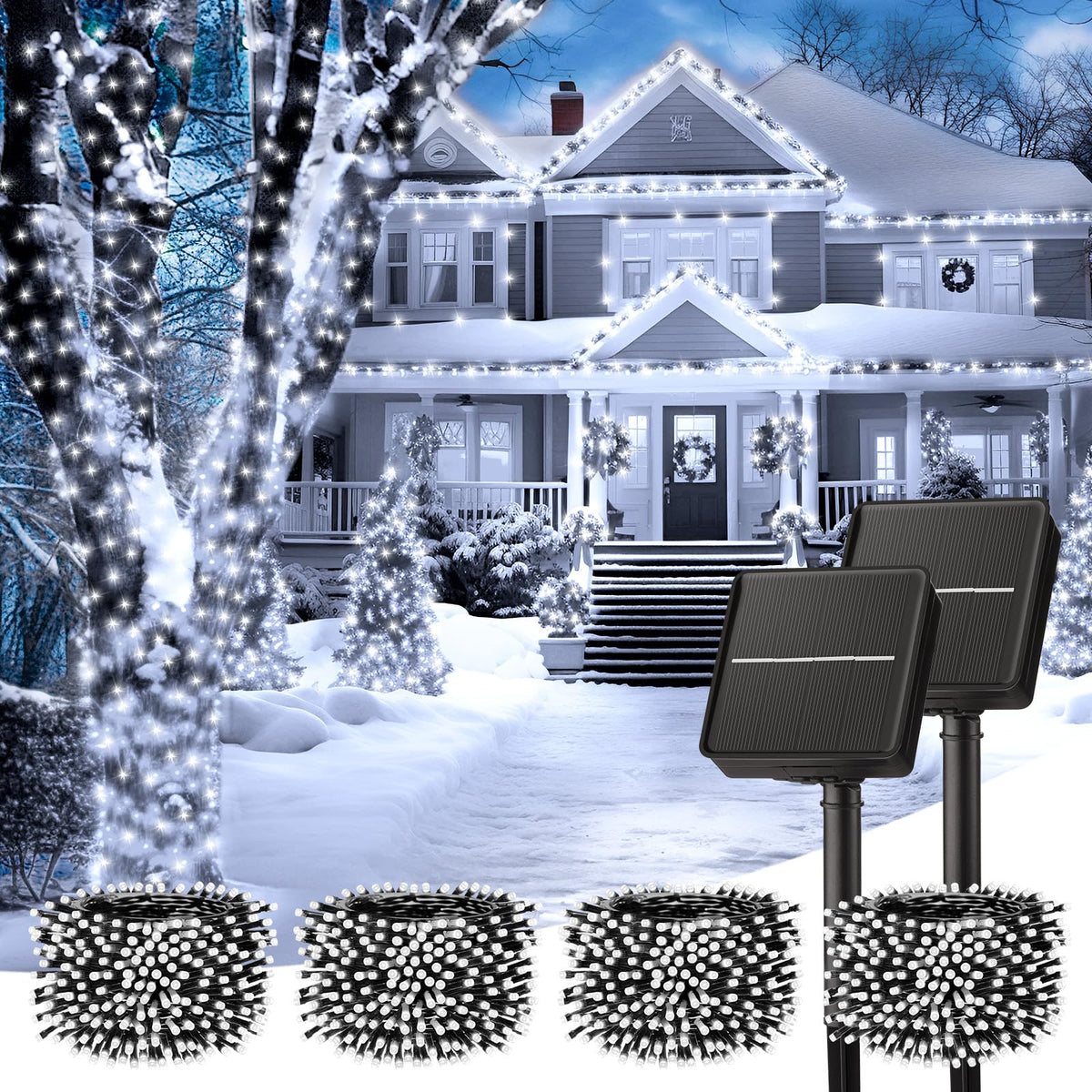 Solar Christmas String Lights, 100 LED, 40 ft