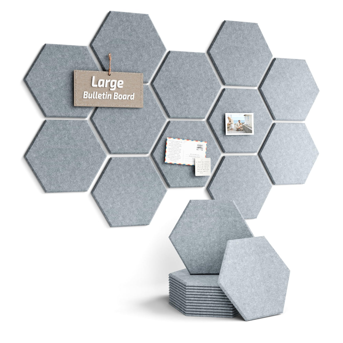 Blue Hexagon Felt Pin Board Tiles, 12 Pack