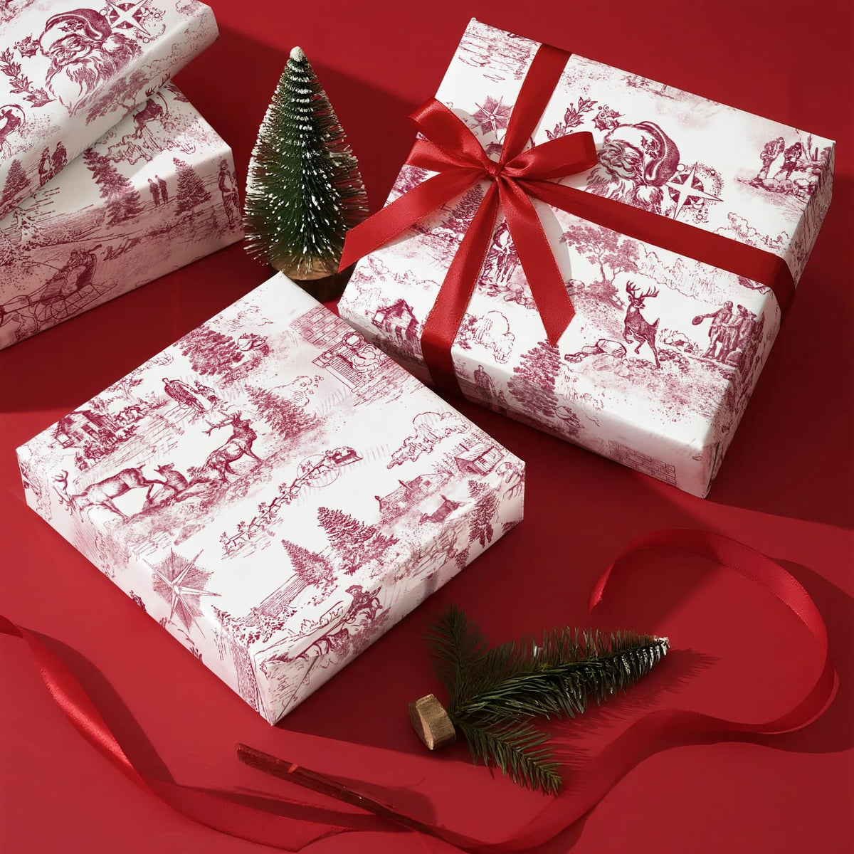 Blue Toile Christmas Wrapping Paper