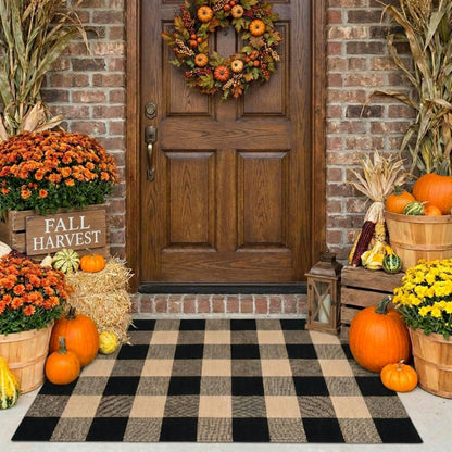 Blue Buffalo Plaid Outdoor Rug, 27.5x43