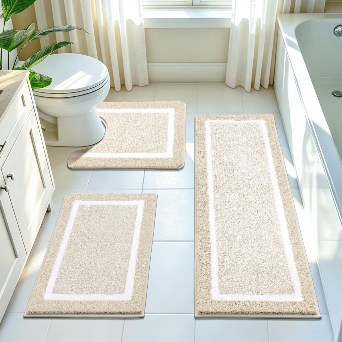 Shaggy Microfiber Bath Rug Set, 3 Piece