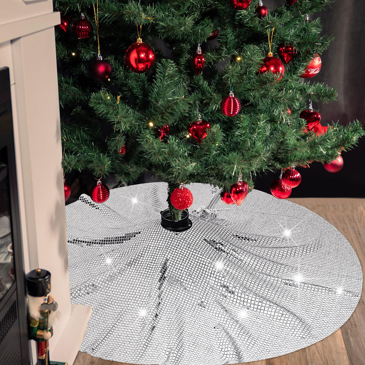 Blue and White Floral Velvet Tree Skirt, 48 Inch
