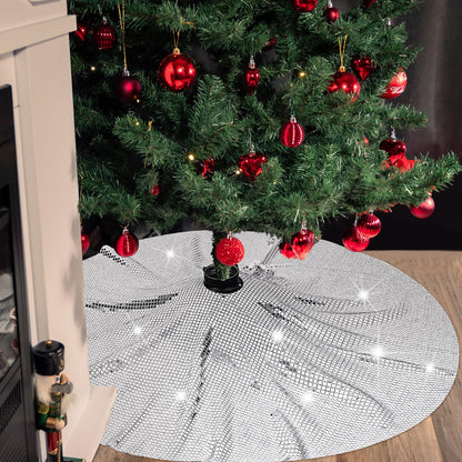 Blue and White Floral Velvet Tree Skirt, 48 Inch