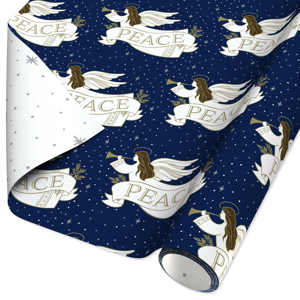 Navy and White Nativity Christmas Wrapping Paper