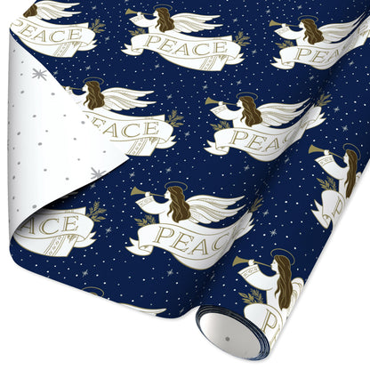 Navy and White Nativity Christmas Wrapping Paper