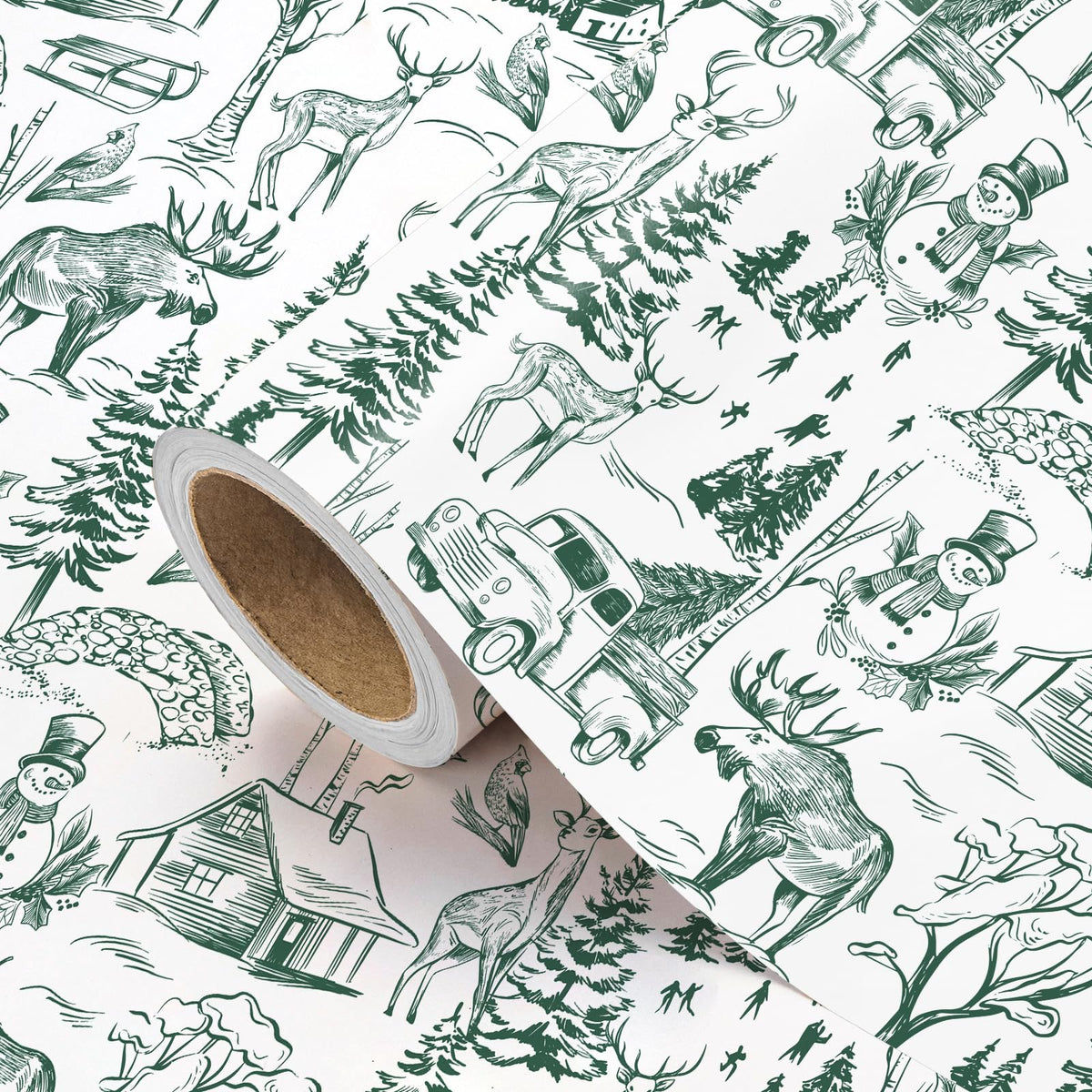 Blue Toile Christmas Wrapping Paper