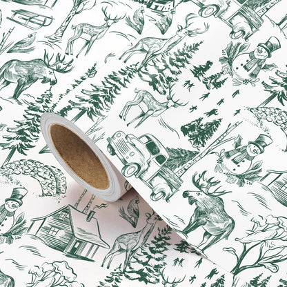 Blue Toile Christmas Wrapping Paper