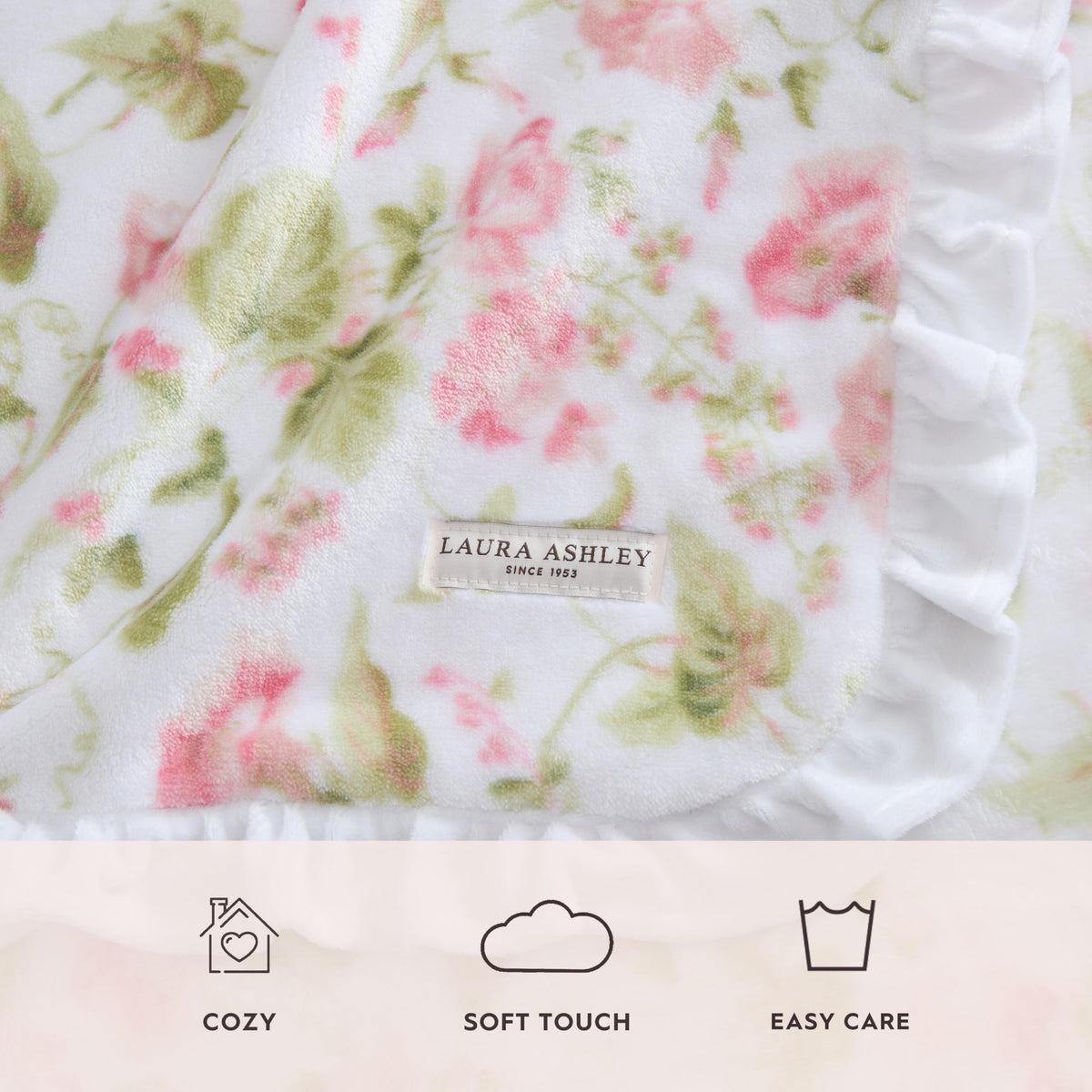 Laura Ashley Reversible Plush Throw, 50x70
