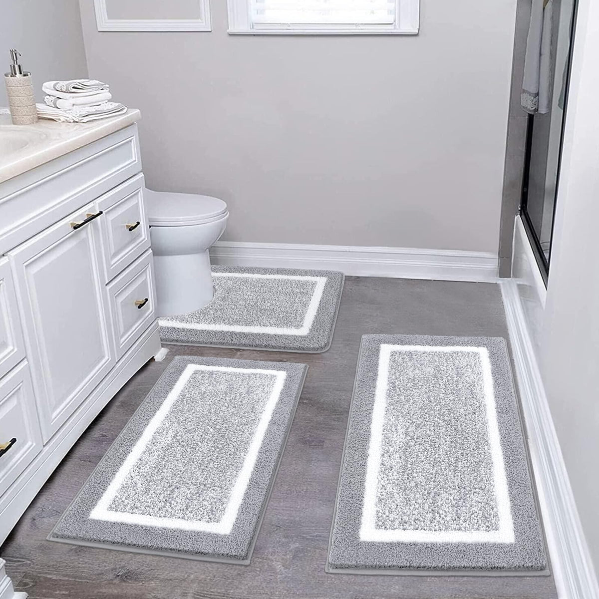 Shaggy Microfiber Bath Rug Set, 3 Piece