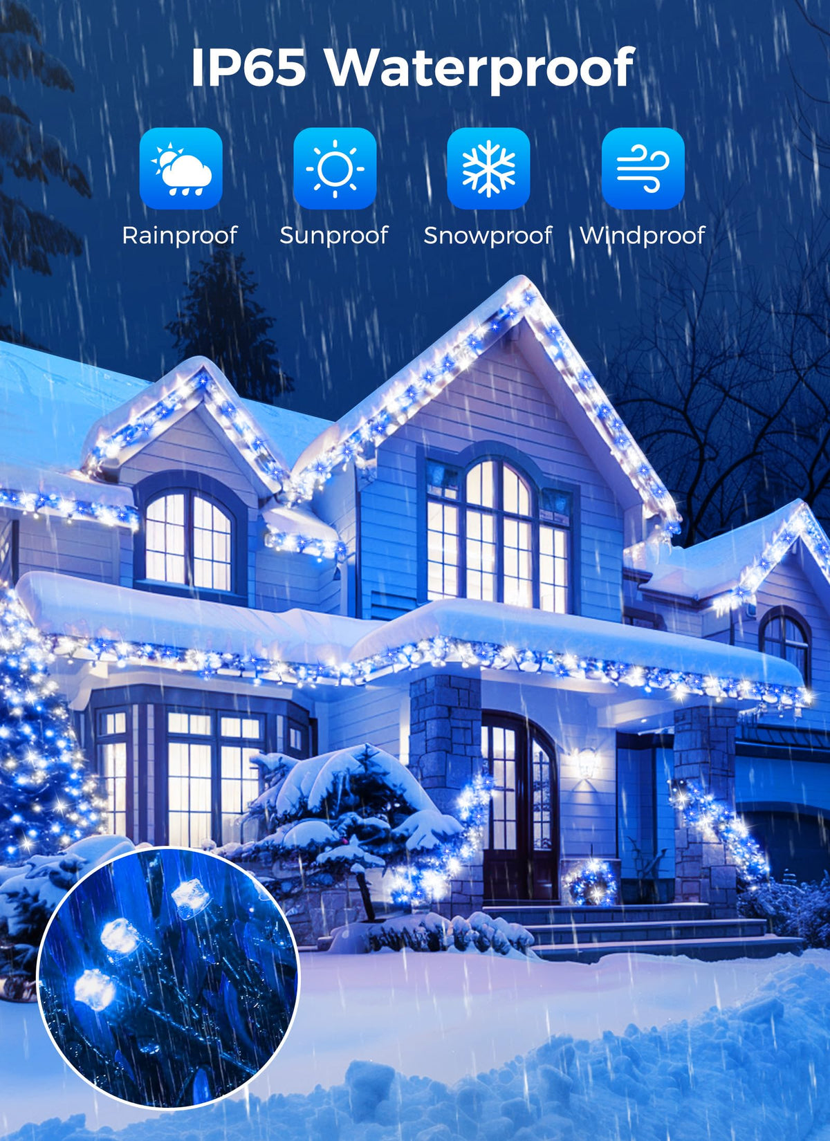 Solar Christmas String Lights, 100 LED, 40 ft