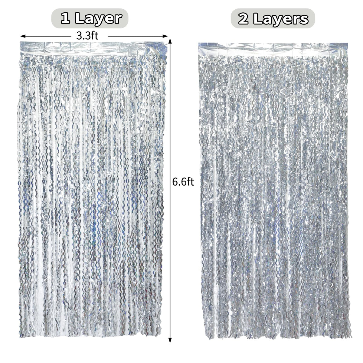 Navy Blue Foil Fringe Curtains, 4 Pack