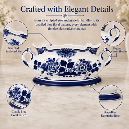 Blue and White Oval Footbath Planter
