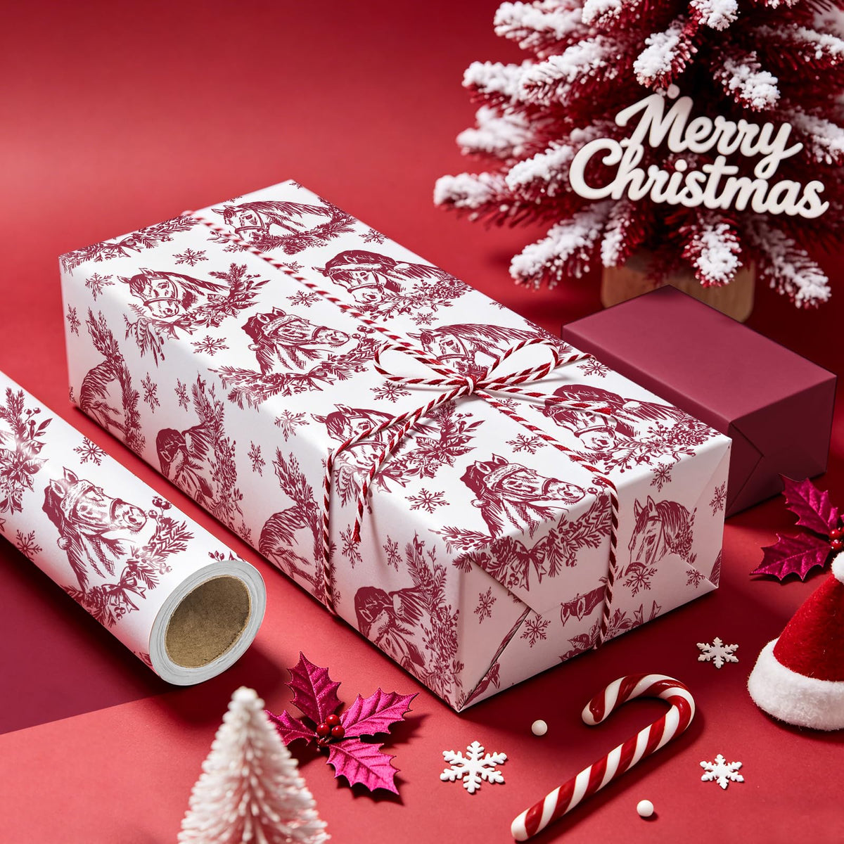 Blue Toile Christmas Wrapping Paper