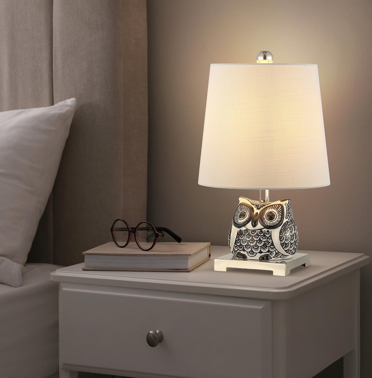Justina Owl Mini Table Lamp, Ceramic