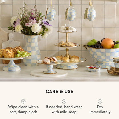 MacKenzie-Childs Two-Tier Sweet Stand, Royal Check