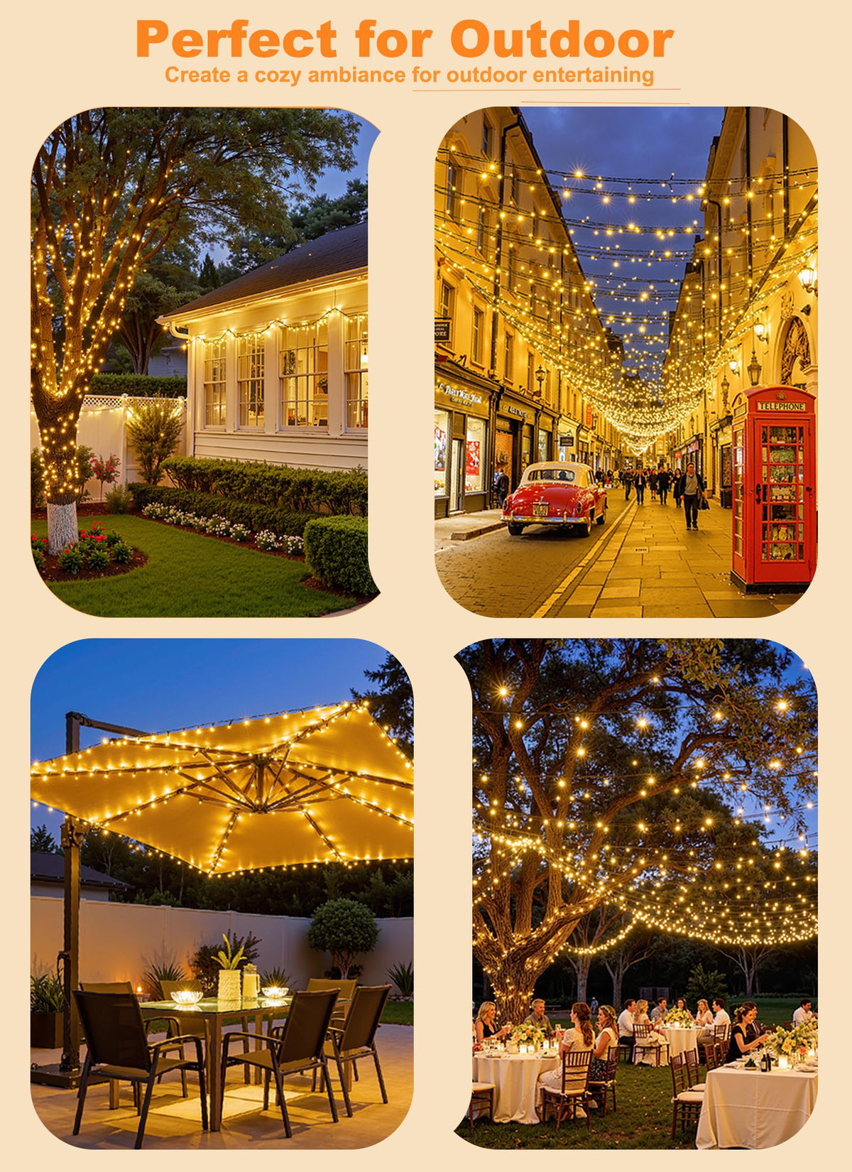 Solar Christmas String Lights, 100 LED, 40 ft
