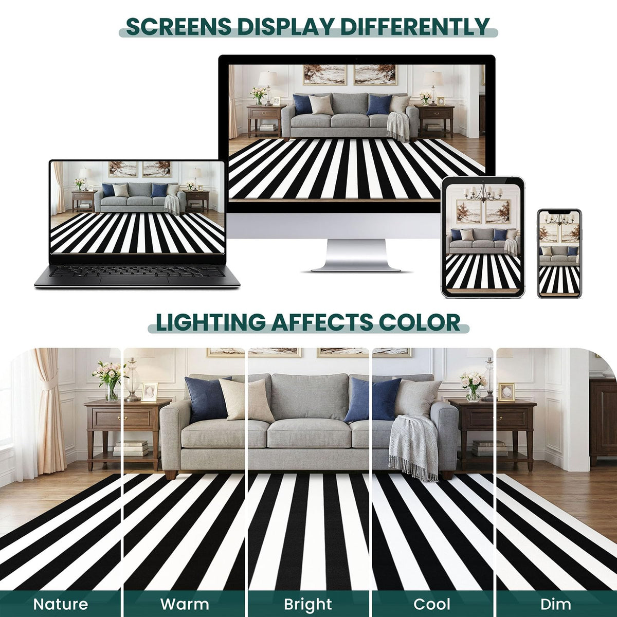 Navy and White Striped Cotton Rug, 28x43