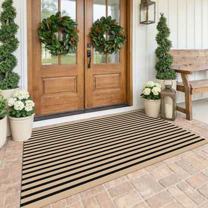 Navy and White Striped Cotton Rug, 28x43