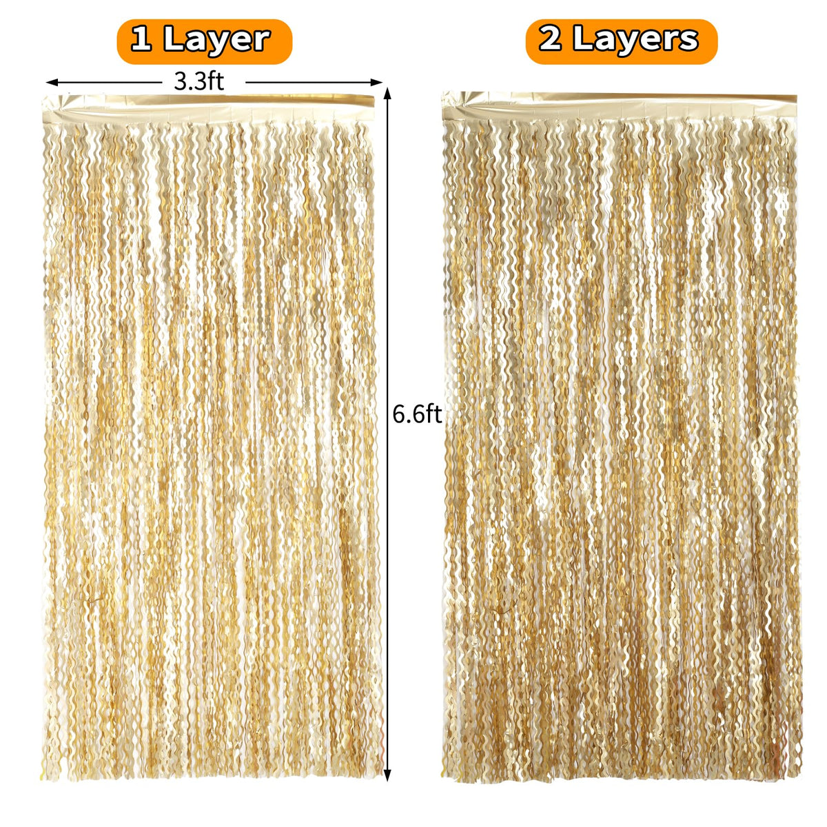 Navy Blue Foil Fringe Curtains, 4 Pack