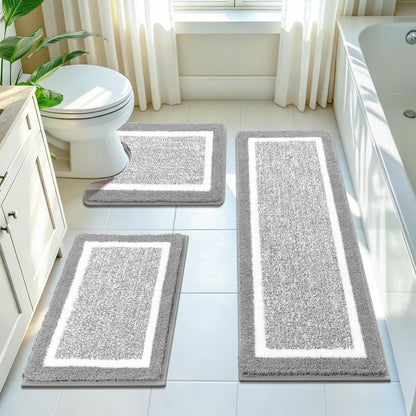 Shaggy Microfiber Bath Rug Set, 3 Piece