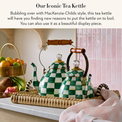 MacKenzie-Childs Enamel Tea Kettle, Royal Check