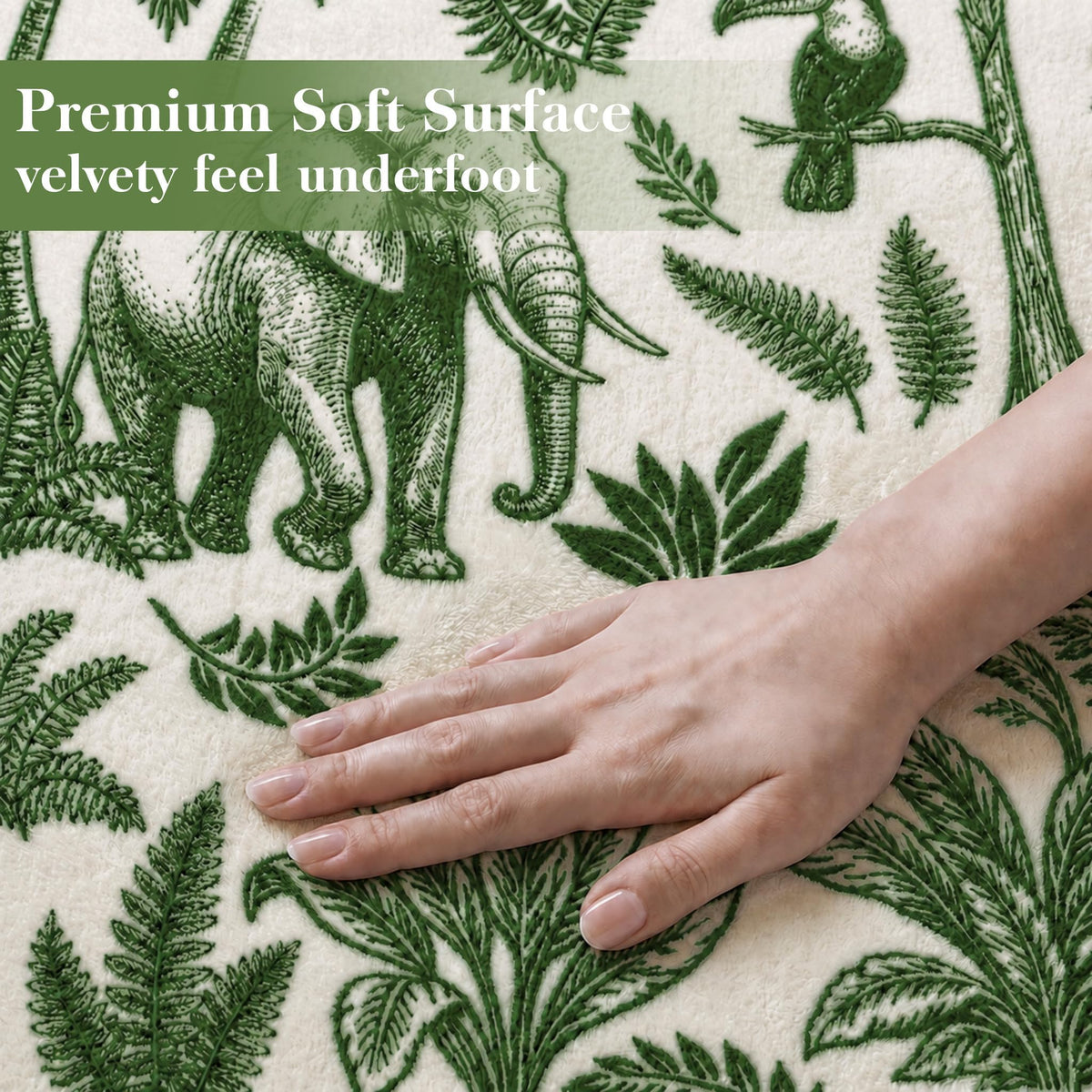 Washable French Toile Area Rug