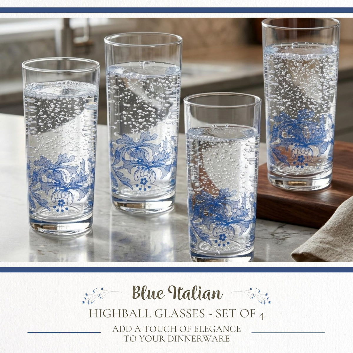 Spode Blue Italian Wine Glasses, Set of 4