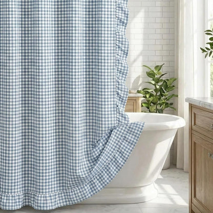 Ruffled Gingham Shower Curtain, 72 x 72