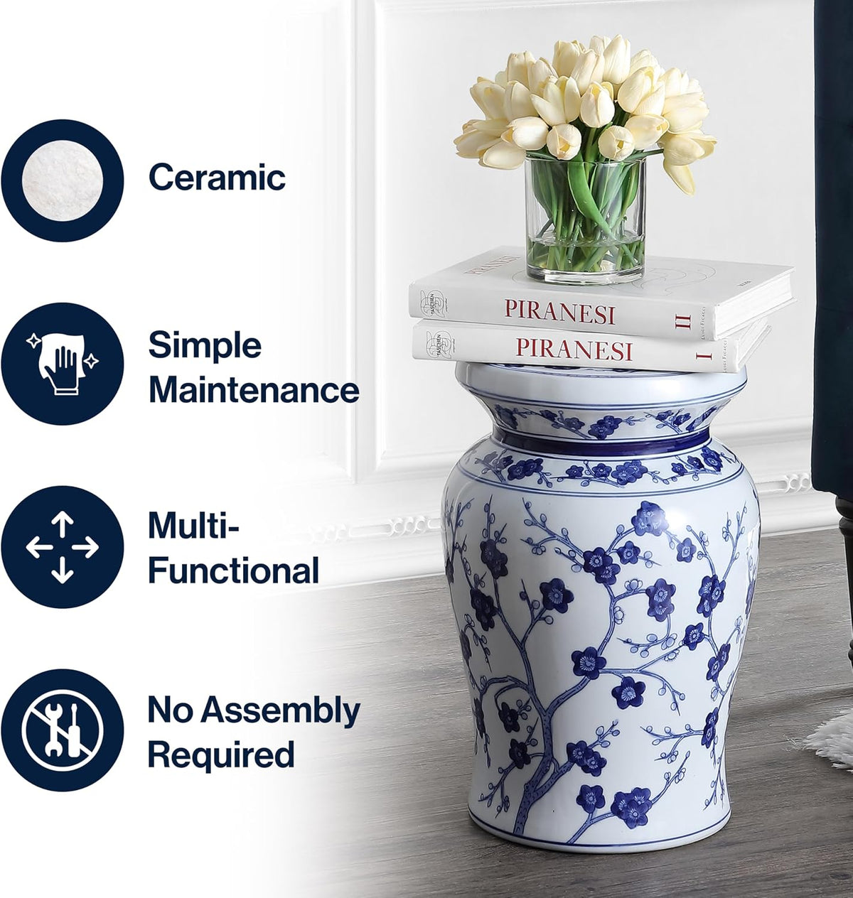Jonathan Y Cherry Blossom Garden Stool, 18"