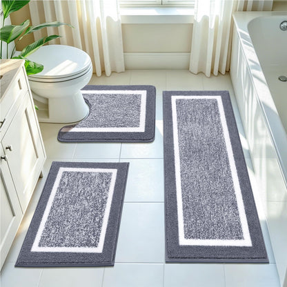 Shaggy Microfiber Bath Rug Set, 3 Piece