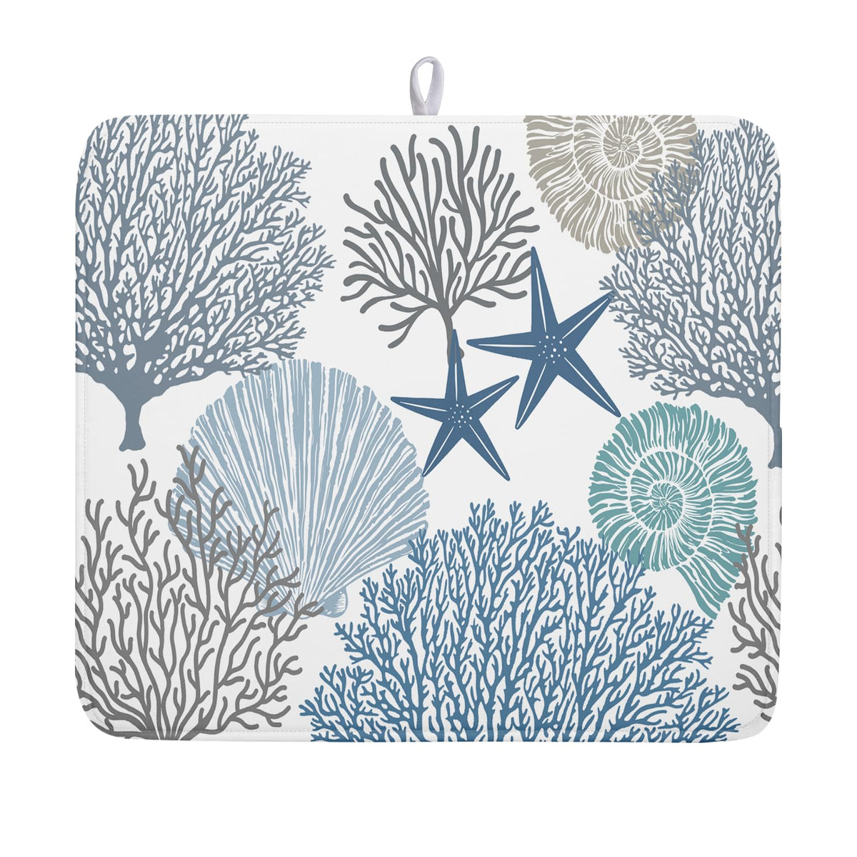 Blue Chinoiserie Floral Dish Drying Mat