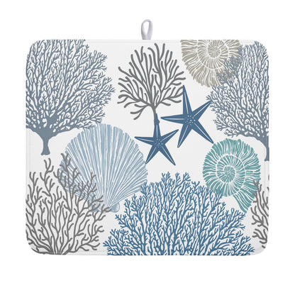 Blue Chinoiserie Floral Dish Drying Mat
