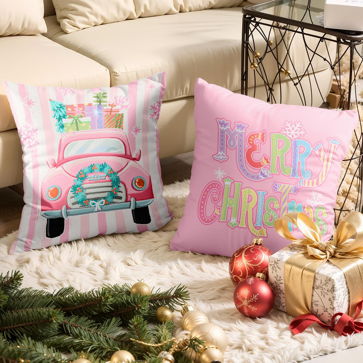 Navy Velvet Christmas Pillow Covers, Set of 4