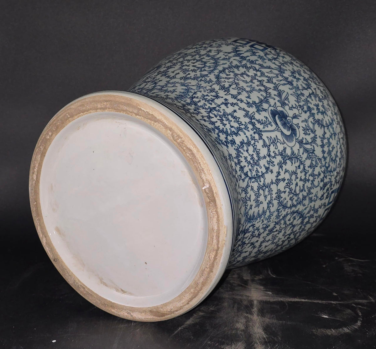 Blue and White Lotus Ginger Jar, 19 Inch